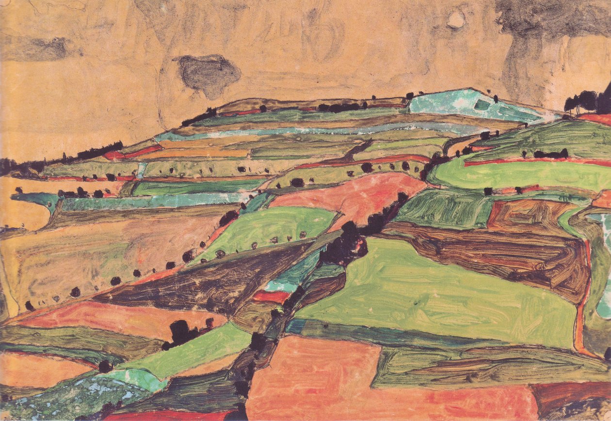 Krajobraz polny (Kreuzberg koło Krumau) autorstwa Egon Schiele