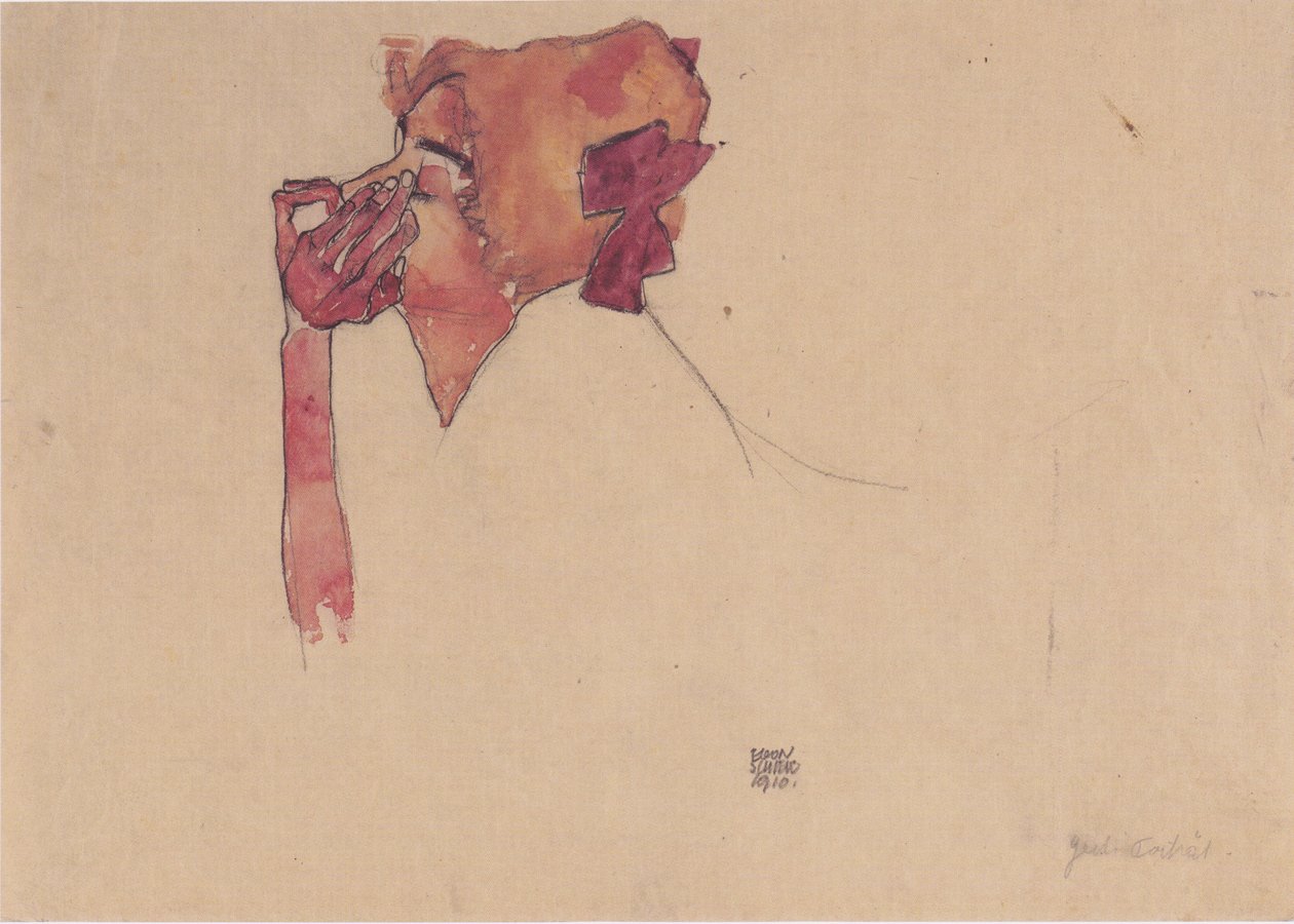 Gerti Schiele ze ściegiem do włosów autorstwa Egon Schiele
