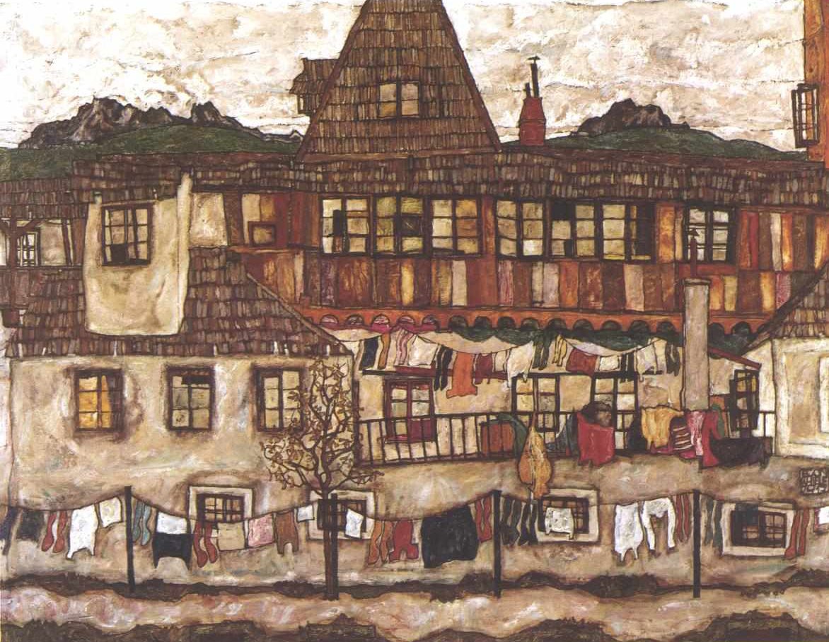 Dom z suszeniem pralni autorstwa Egon Schiele
