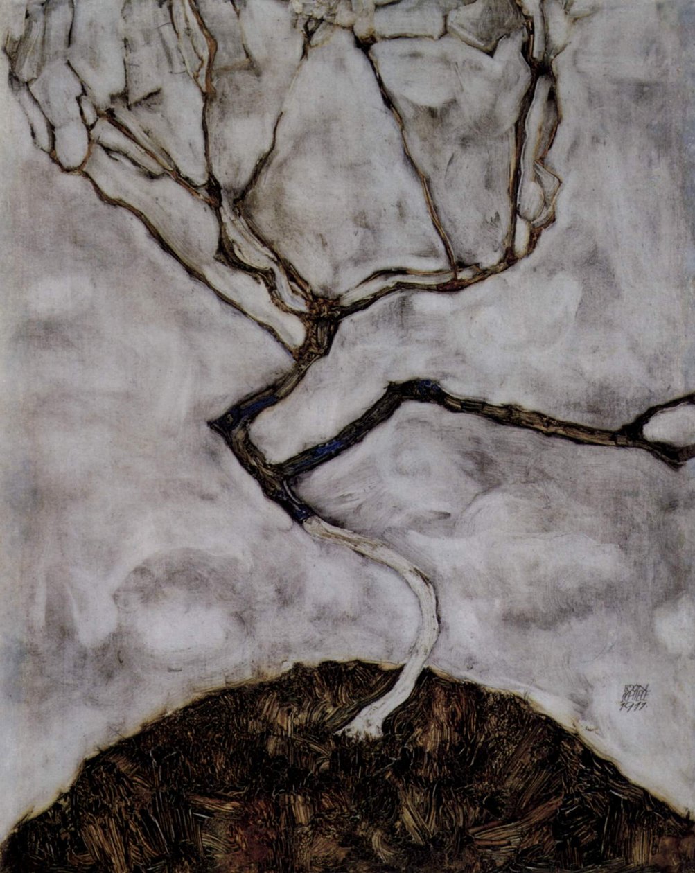 Małe drzewo późną jesienią autorstwa Egon Schiele