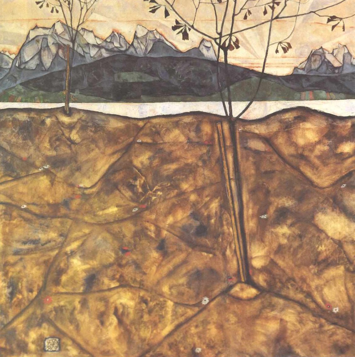 Krajobraz z dwoma drzewami autorstwa Egon Schiele