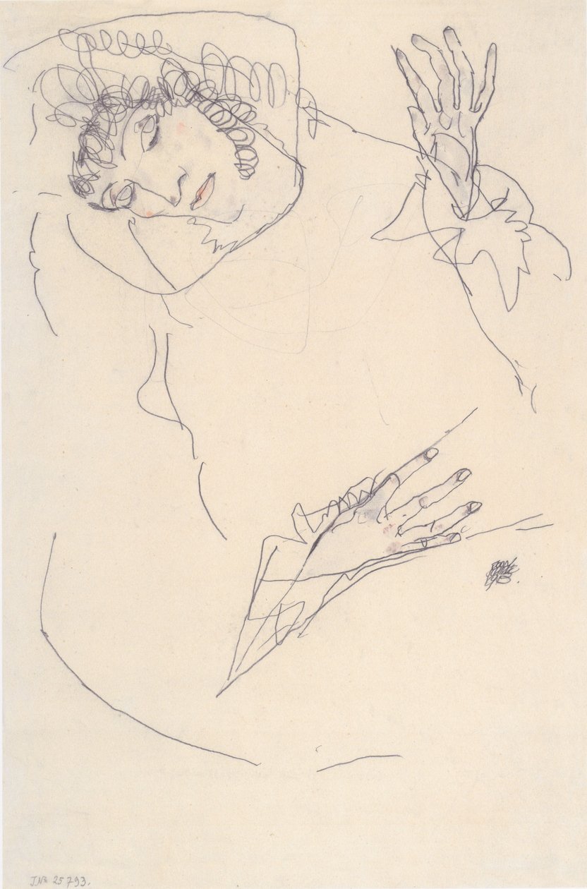 Kobieta leżąca z pochyloną głową autorstwa Egon Schiele