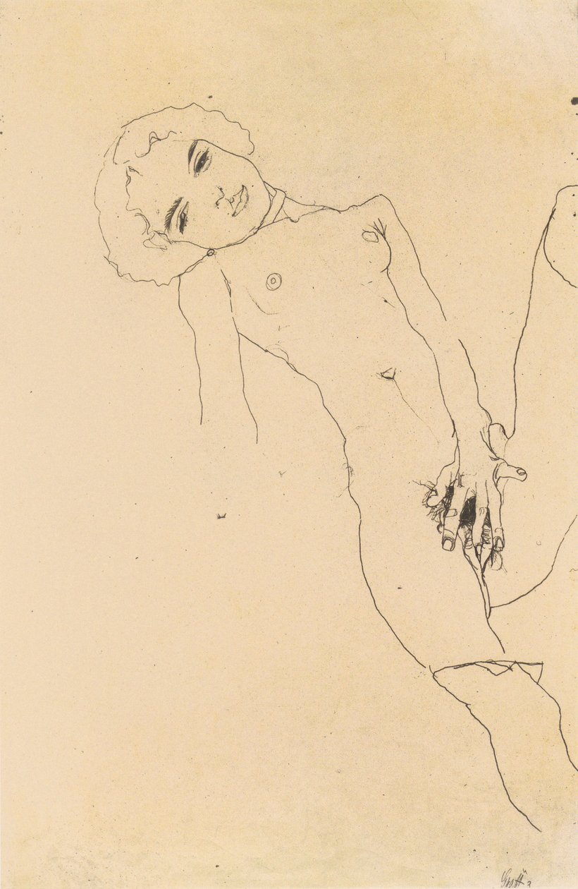 Dziewczyna masturbuje się autorstwa Egon Schiele