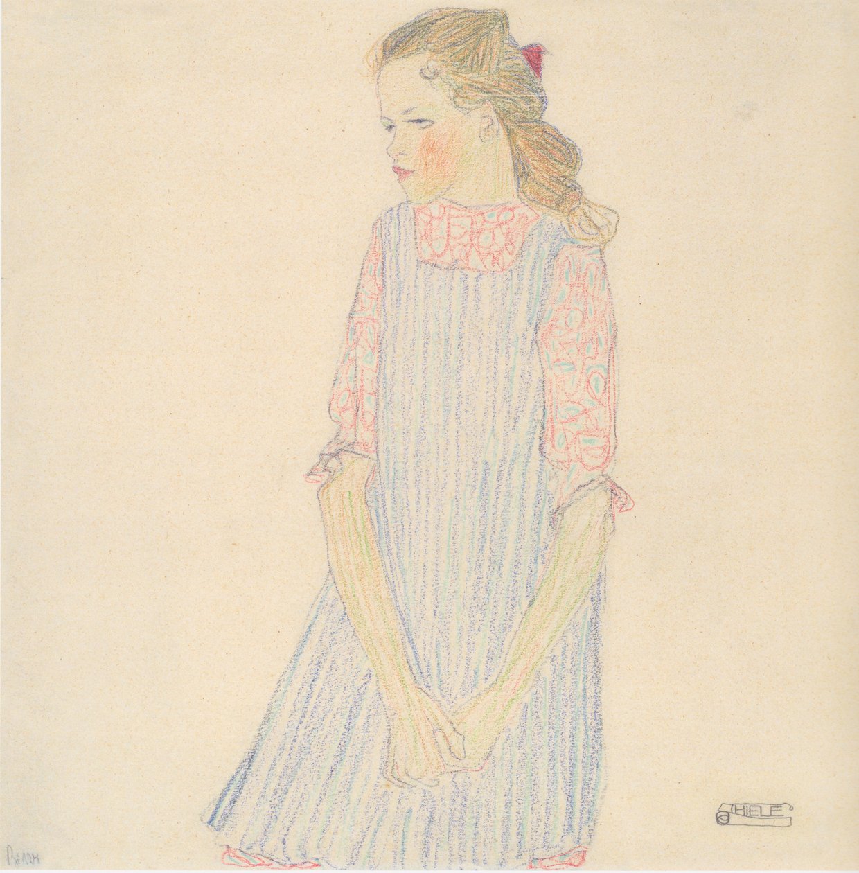 Dziewczyna z czerwoną siatką autorstwa Egon Schiele