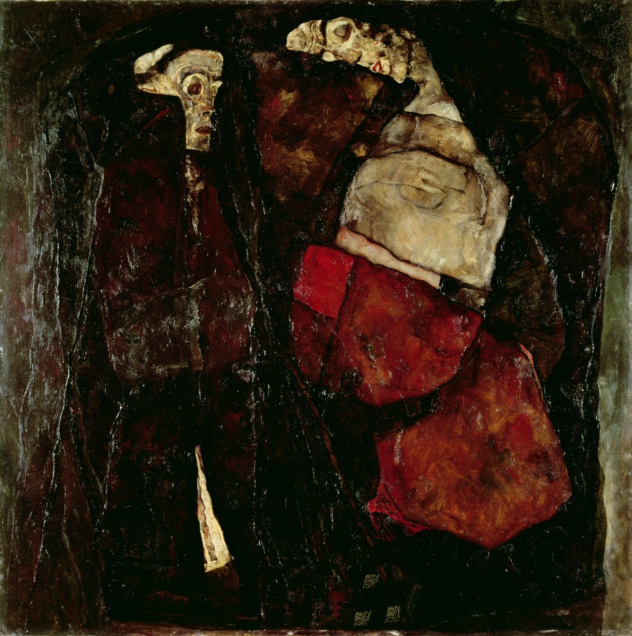 Kobieta w ciąży i śmierć, 1911 autorstwa Egon Schiele
