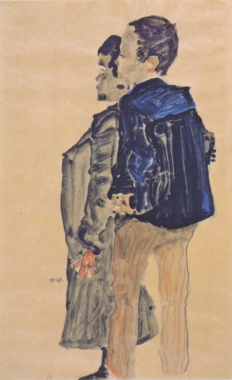 Widok z tyłu dwóch chłopców autorstwa Egon Schiele