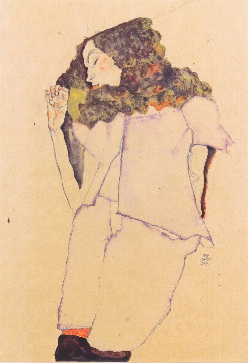 Śpiąca dziewczyna autorstwa Egon Schiele