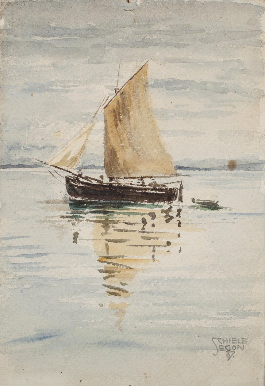 Żaglowiec z odbiciami autorstwa Egon Schiele