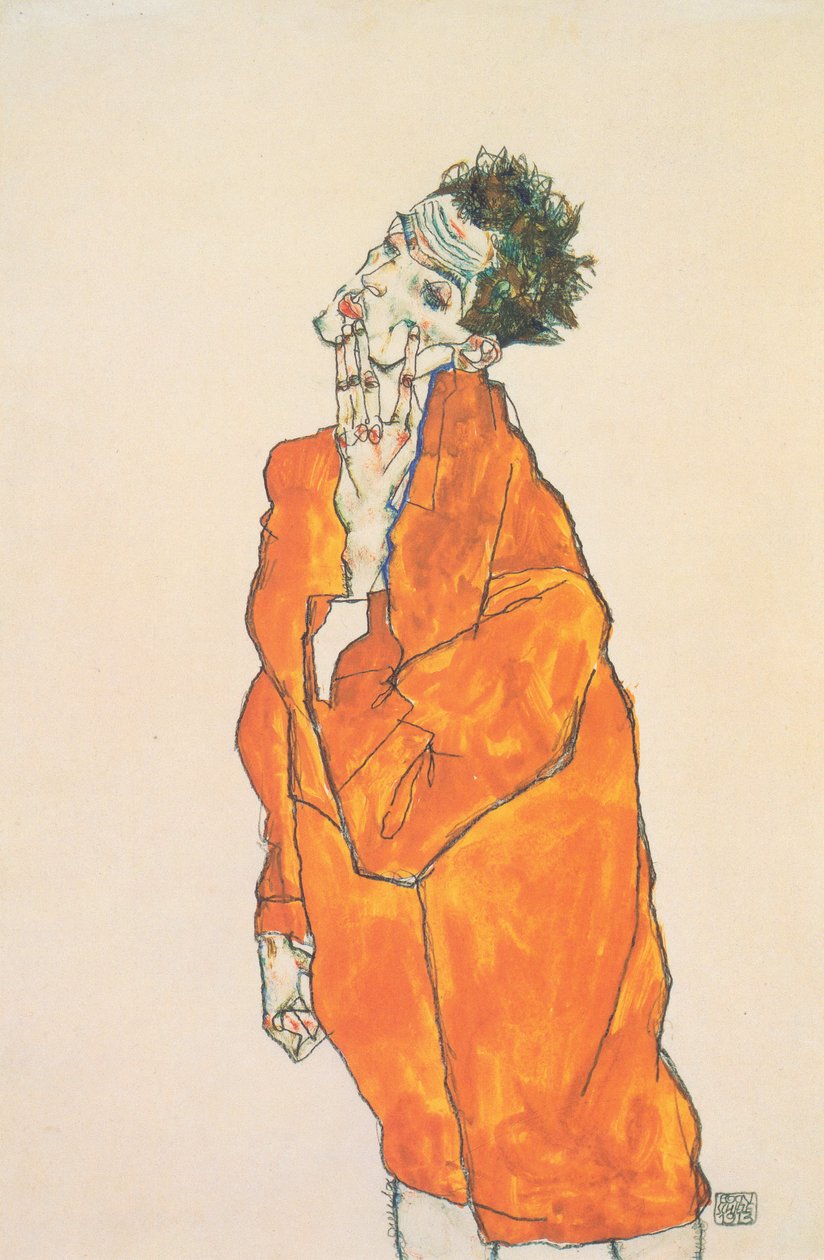 Autoportret w pomarańczowej kurtce autorstwa Egon Schiele