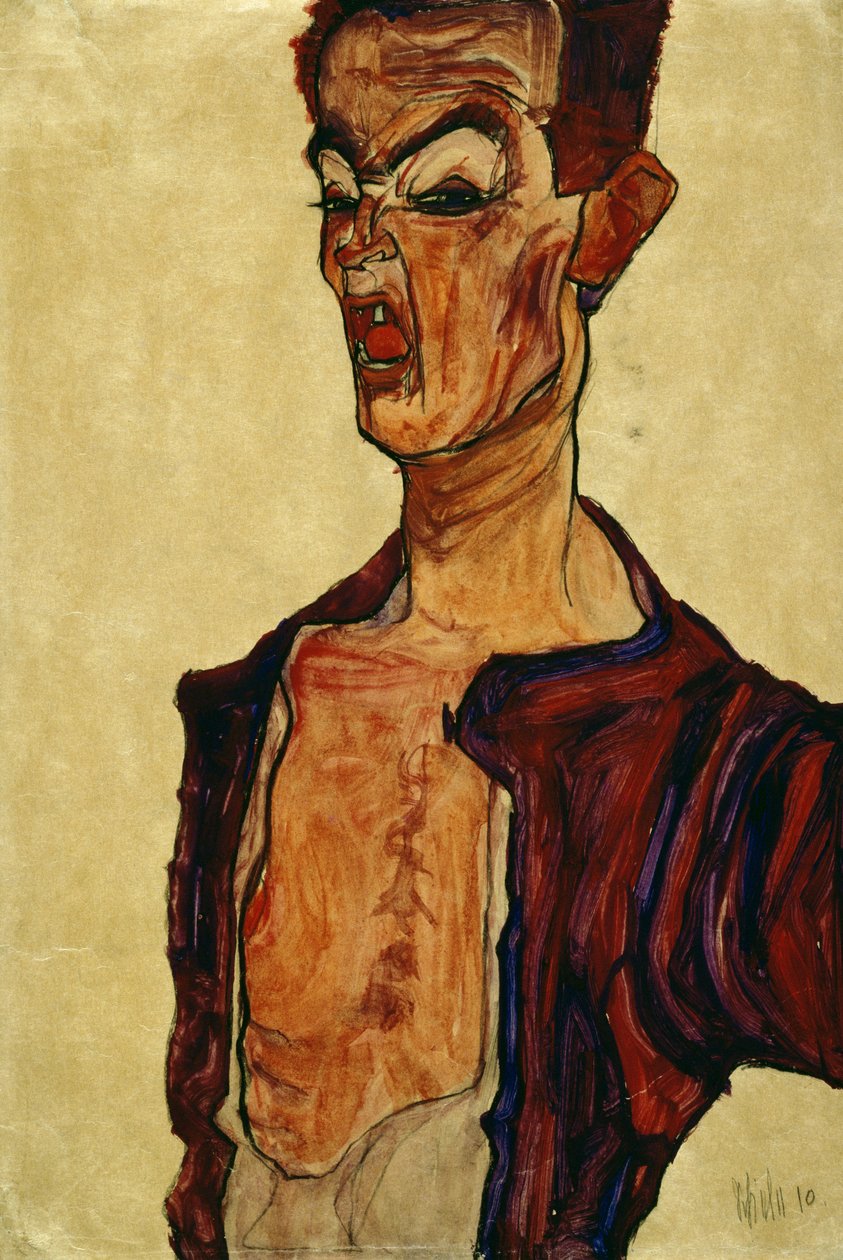 Autoportret Krzyczący autorstwa Egon Schiele