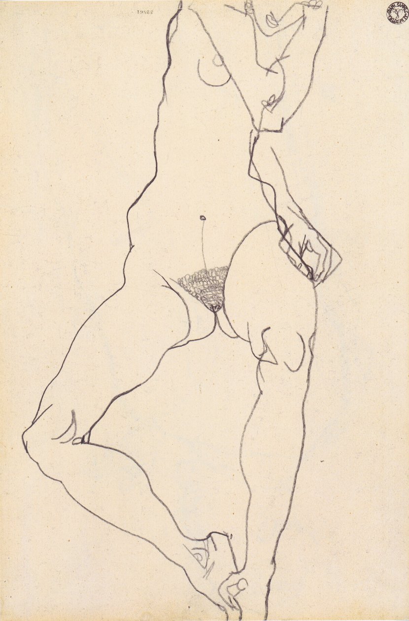 Siedząca kobieta nago autorstwa Egon Schiele