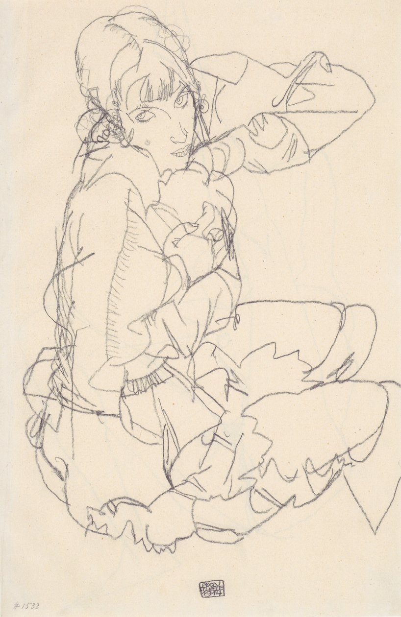 Siedząca dziewczyna autorstwa Egon Schiele