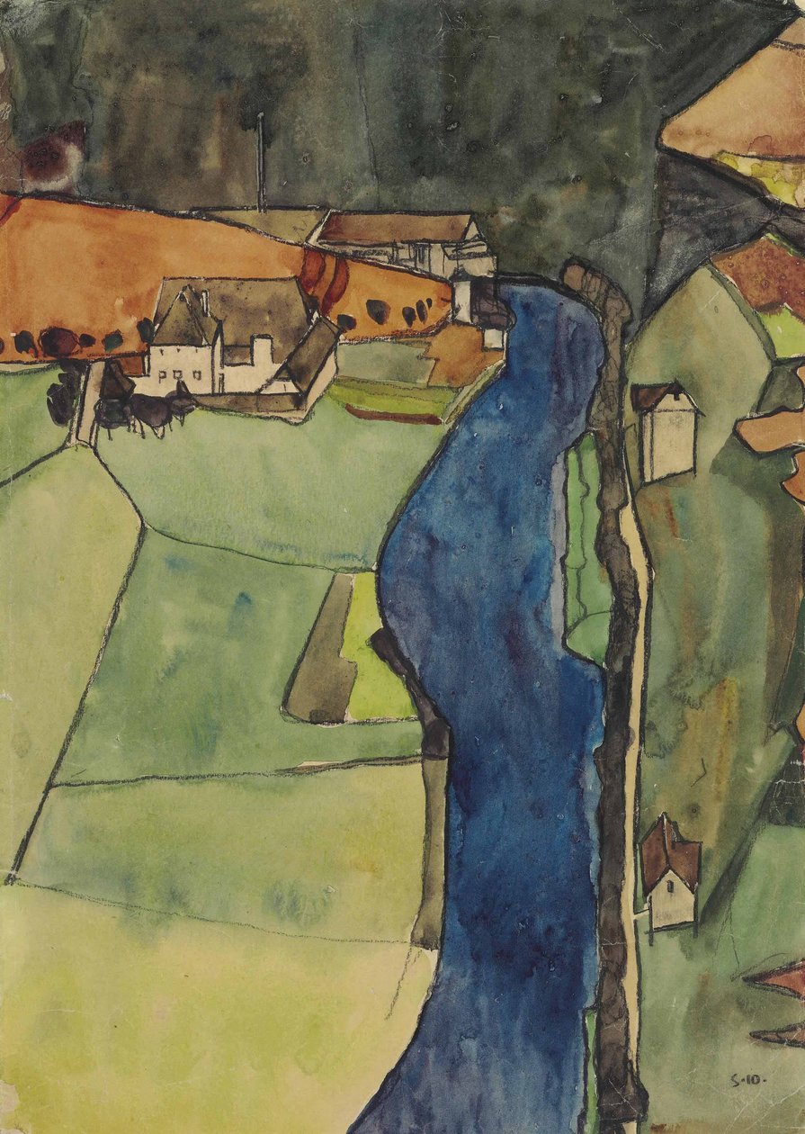 Miasto nad błękitną rzeką autorstwa Egon Schiele
