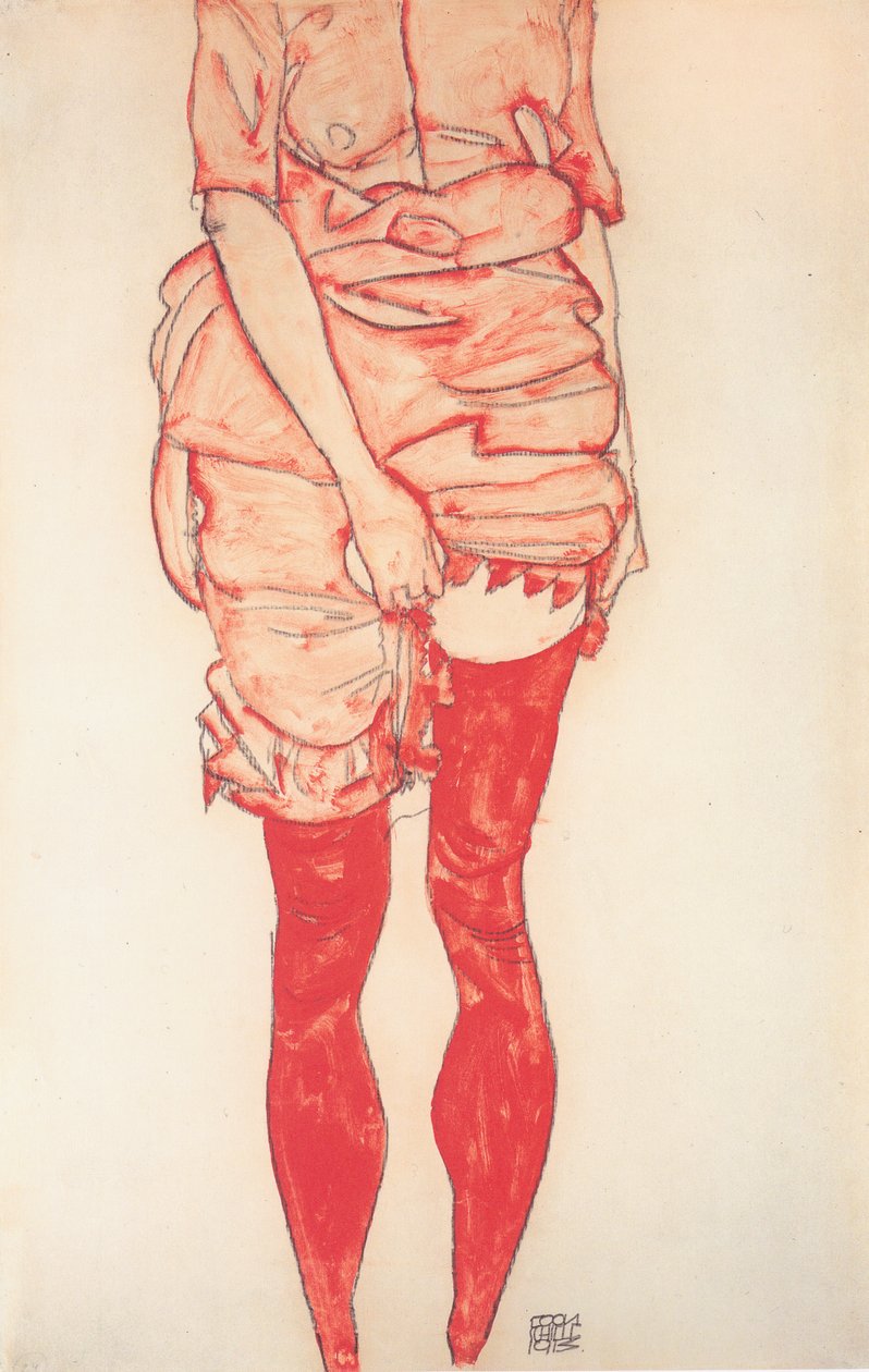 Stojąca kobieta w czerwieni autorstwa Egon Schiele