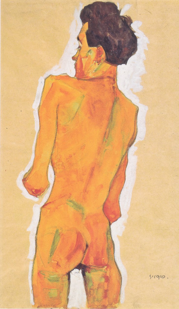 Stojący męski akt od tyłu autorstwa Egon Schiele
