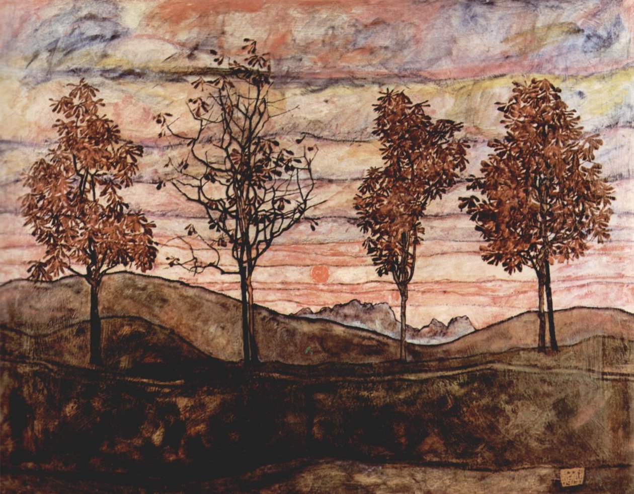 Cztery drzewa autorstwa Egon Schiele
