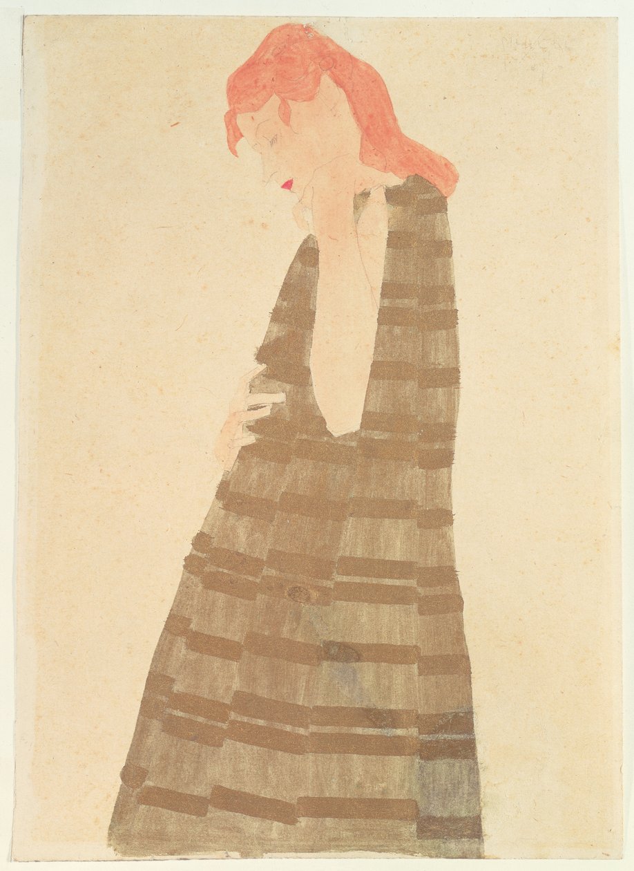 Kobieta w złotej pelerynie, 1908 autorstwa Egon Schiele