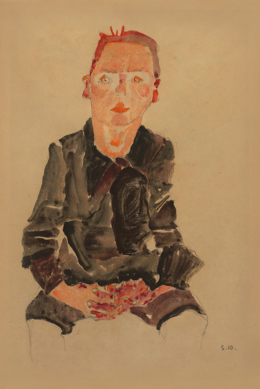 2022 NYR 20682 0724 000(egon schiele siedzący bub ze złożonymi rękami studium portretowe dr oska011034) autorstwa Egon Schiele