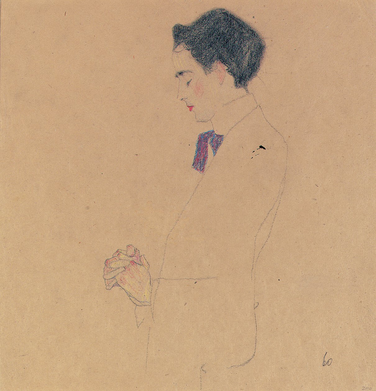 Anton Faistauer ze złożonymi rękami, 1909 autorstwa Egon Schiele
