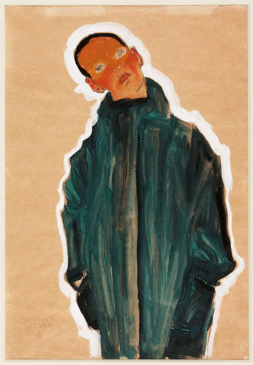 Chłopiec w zielonym płaszczu, 1910 autorstwa Egon Schiele