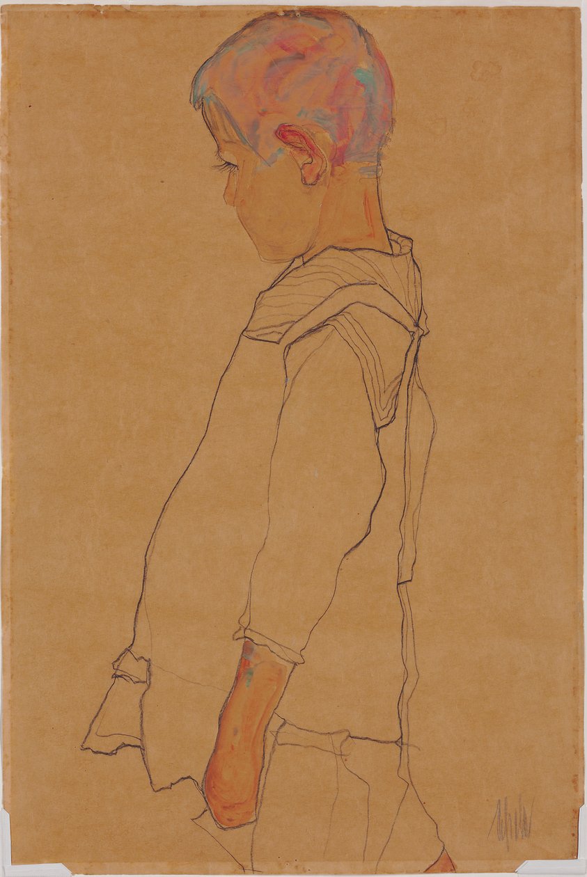 Dziecko w profilu zwróconym w lewo autorstwa Egon Schiele