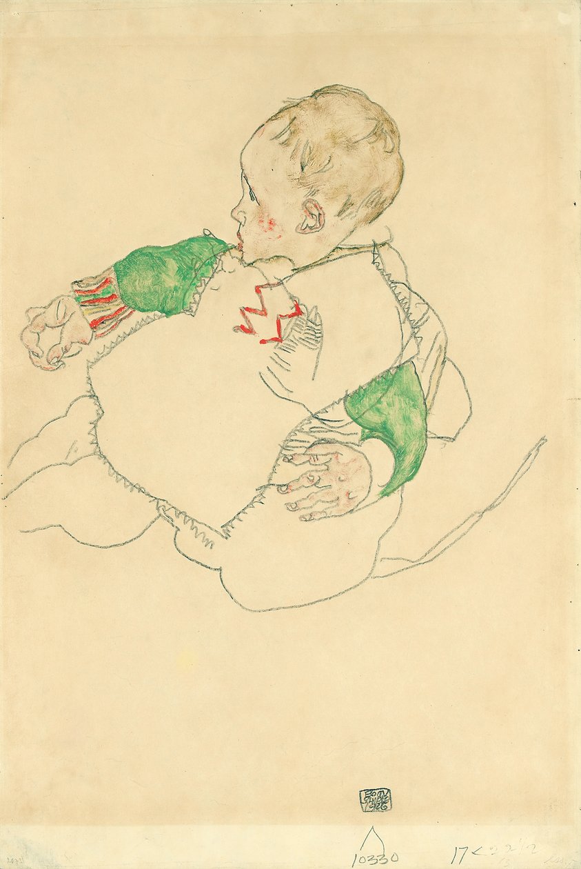 Dziecko z zielonymi rękawami autorstwa Egon Schiele