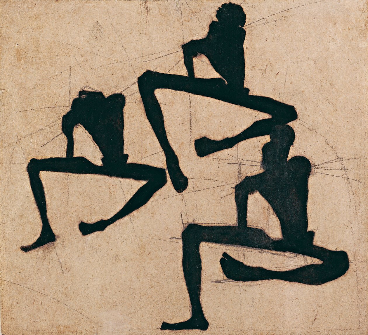 Kompozycja z trzema aktami męskimi, 1910 autorstwa Egon Schiele