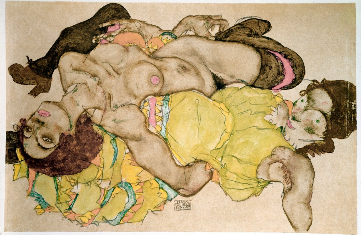 Zakrzywione kobiety. Rysunek autorstwa Egona Schiele autorstwa Egon Schiele