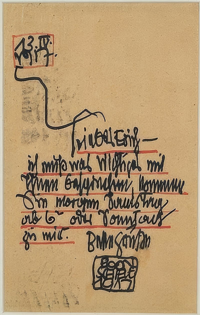Osobista pocztówka do Ericha Lederera. 1917 autorstwa Egon Schiele