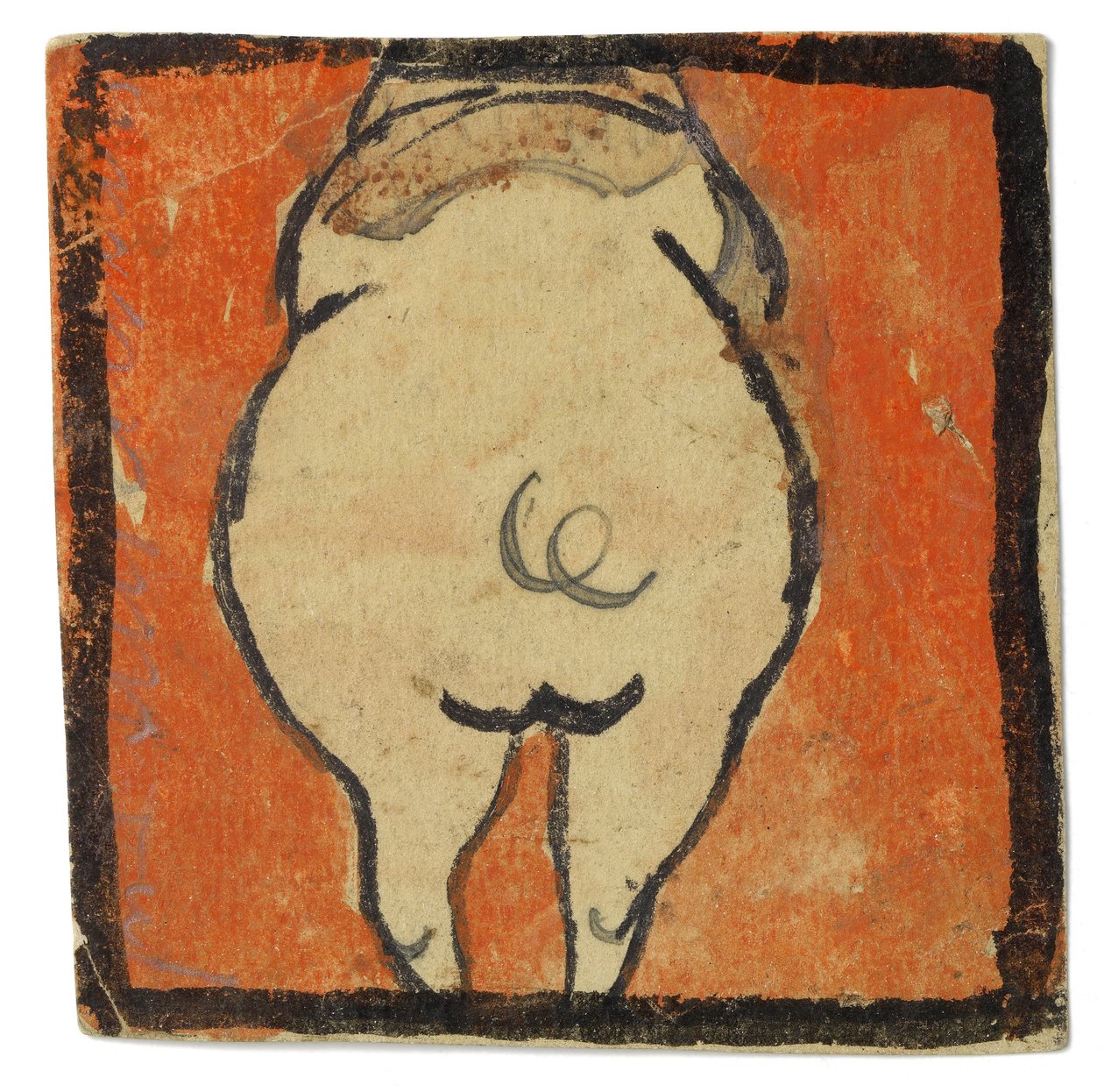Entwurf für eine Wanddekoration im Atelier Wattmanngasse (Schwein von hinten?) autorstwa Egon Schiele