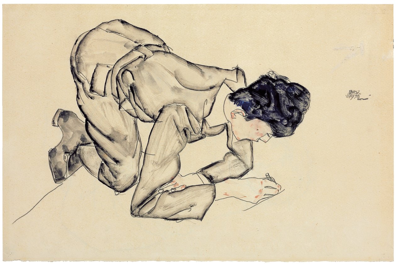 Erich Lederer rysunek na podłodze, 1912 autorstwa Egon Schiele