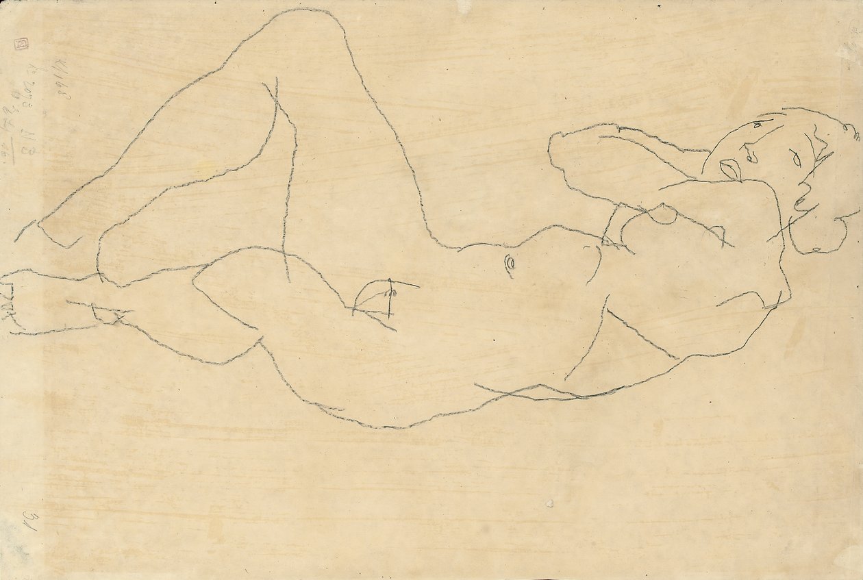 Akt kobiecy z rękami za głową, 1914 autorstwa Egon Schiele