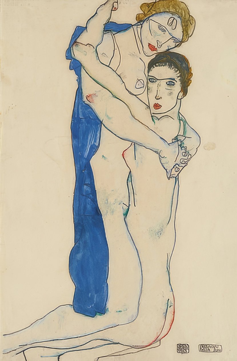 Dziewczyna, Pink-Blue. 1913 autorstwa Egon Schiele
