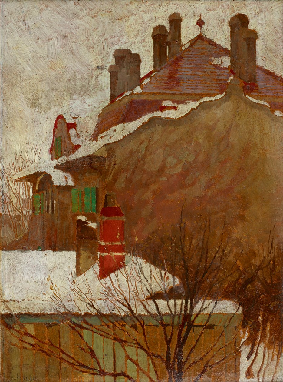 Domki zimą (widok z pracowni) autorstwa Egon Schiele