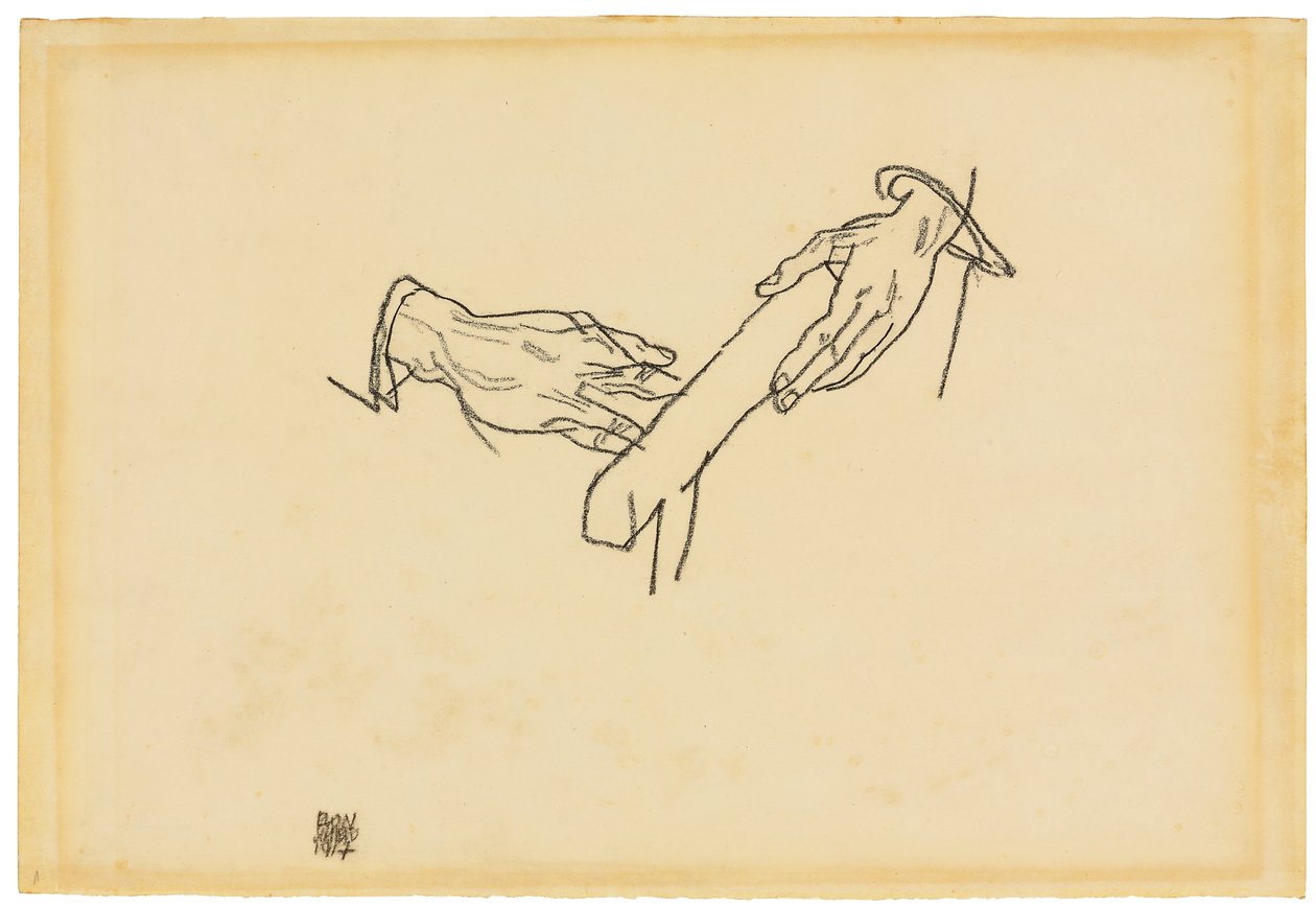 Studium ręczne, dr. Wiktor Ritter von Bauer, 1917 autorstwa Egon Schiele