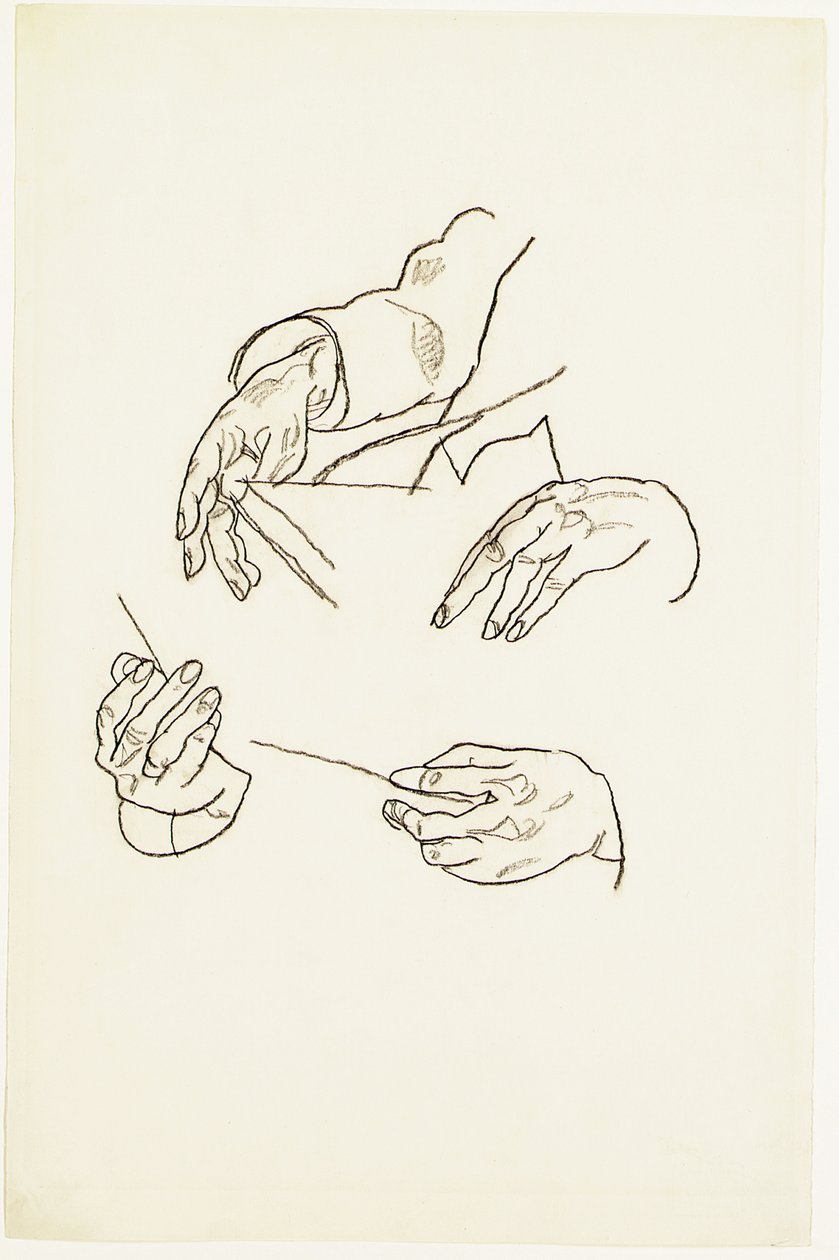 Ręce, studia do portretu dr. Hugo Kollera (kreda na papierze) autorstwa Egon Schiele