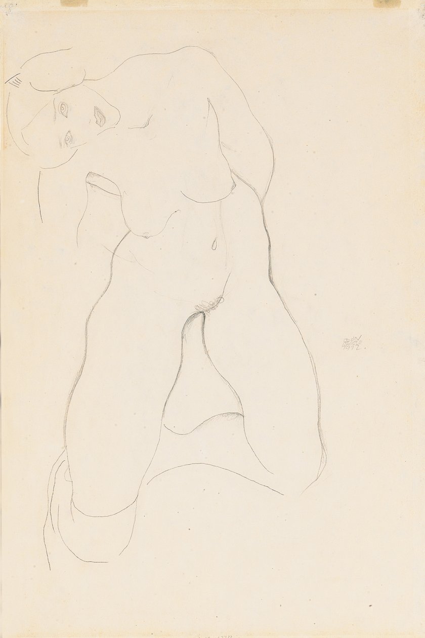 Klęczący akt kobiecy, 1912 autorstwa Egon Schiele