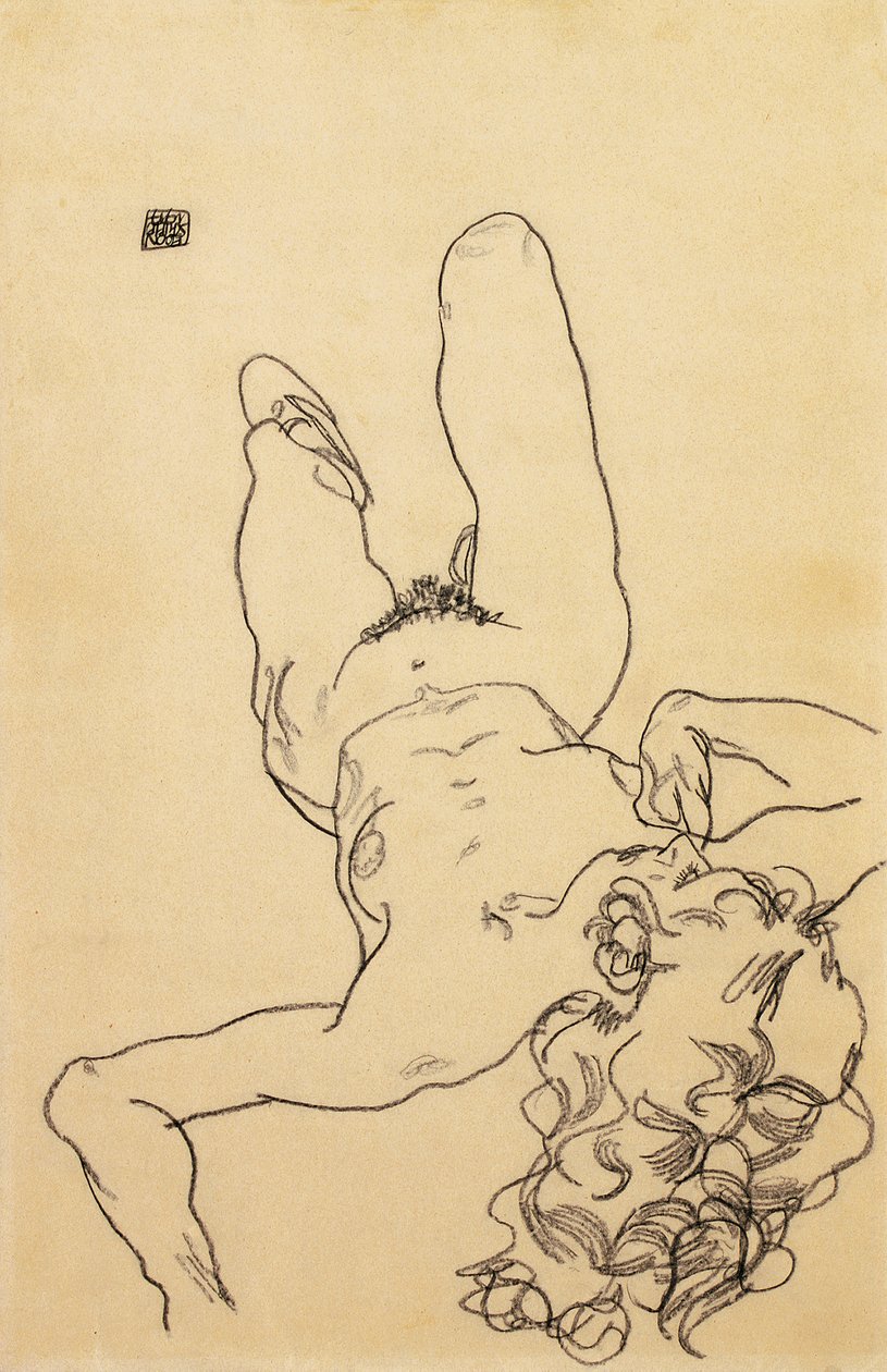 Klęcząca akt kobiecy, 1917 autorstwa Egon Schiele