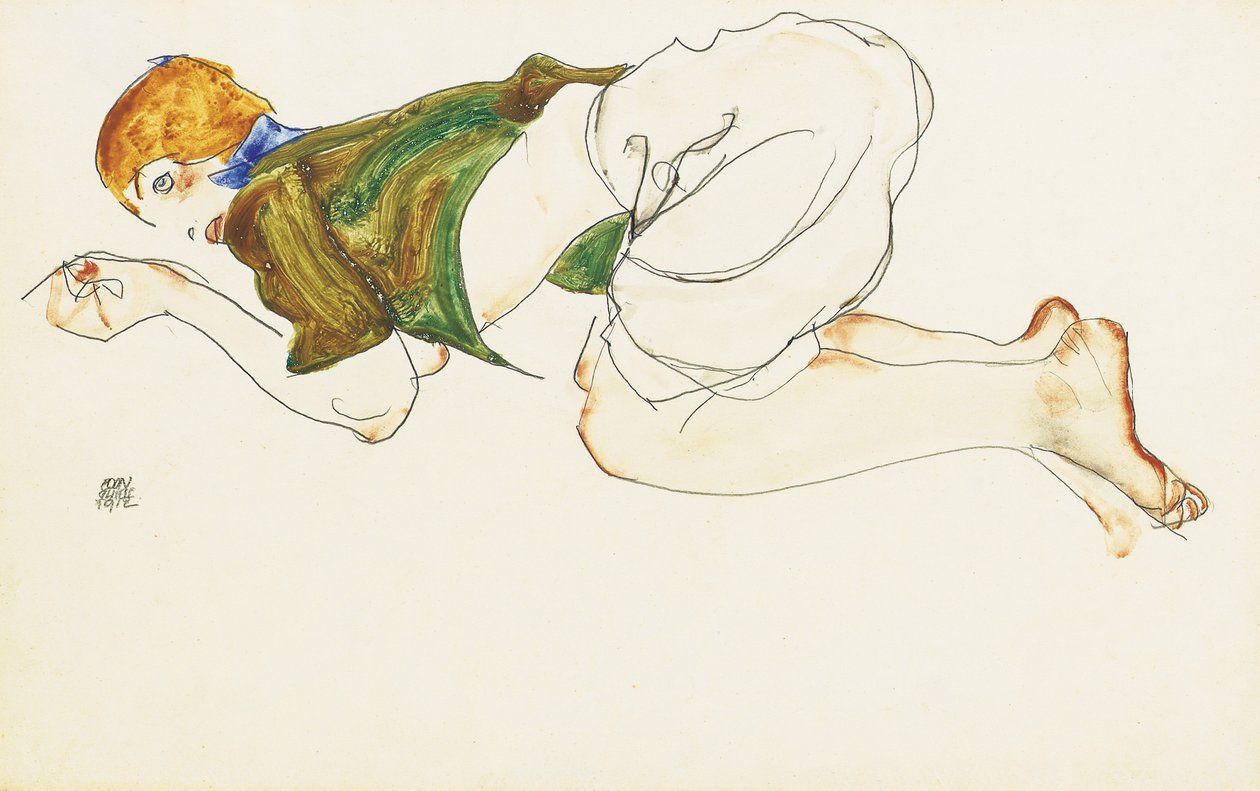Klęcząca kobieta, 1912 autorstwa Egon Schiele