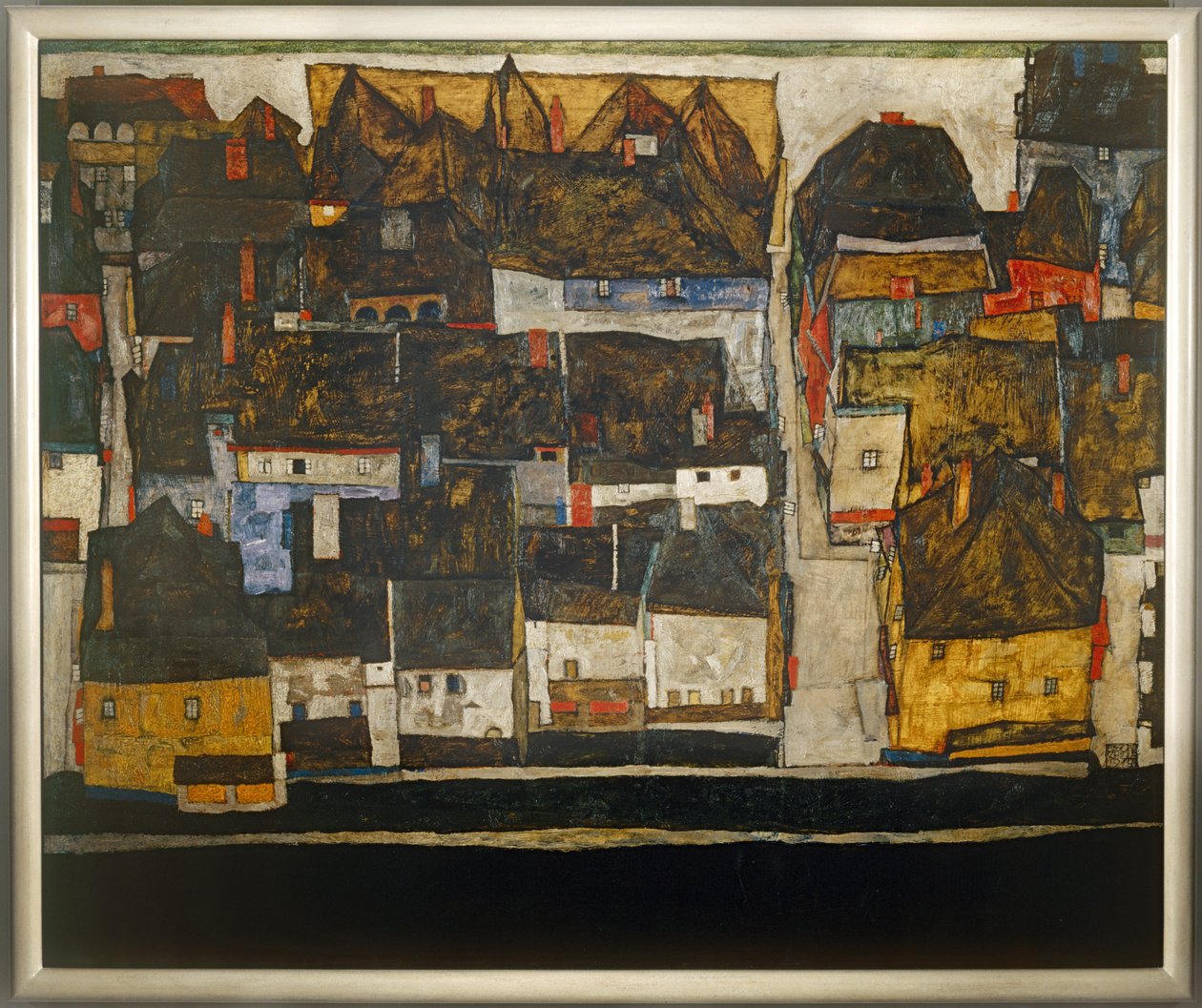 Krumlov i Wełtawa - Krumlov nad Wełtawą ... (olej na płótnie) autorstwa Egon Schiele