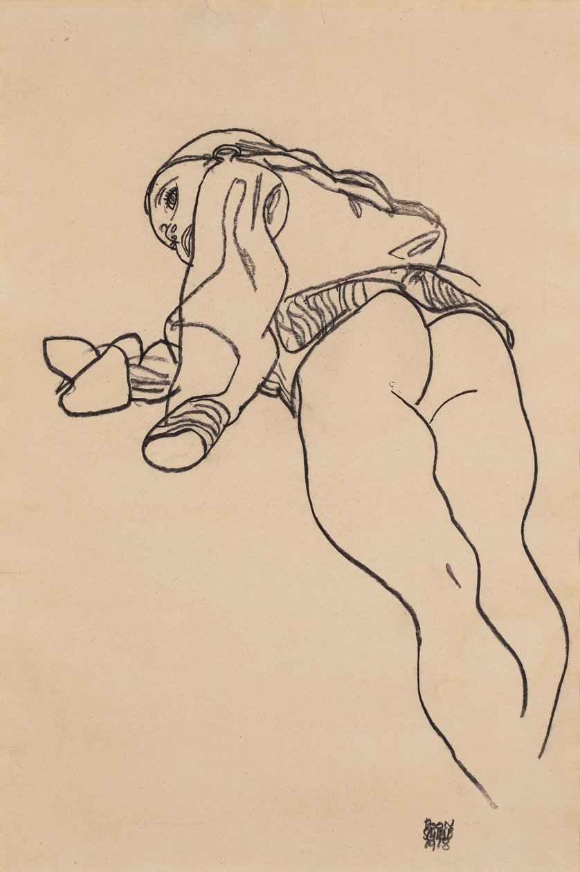Leżeć; Liegende, 1918 autorstwa Egon Schiele