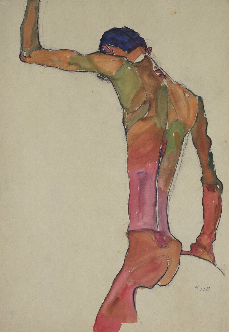 Akt męski z podniesionym ramieniem autorstwa Egon Schiele