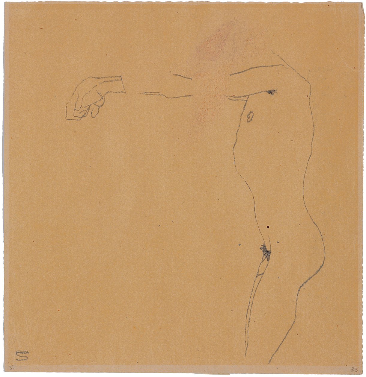 Akt męski z rękami uniesionymi w lewo, 1909 autorstwa Egon Schiele