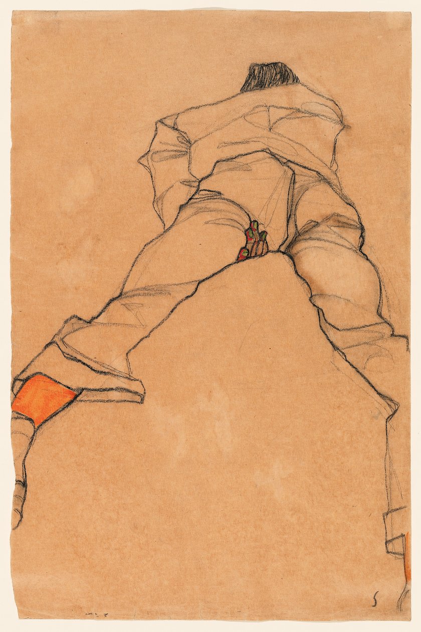 Mężczyzna leżący na brzuchu autorstwa Egon Schiele