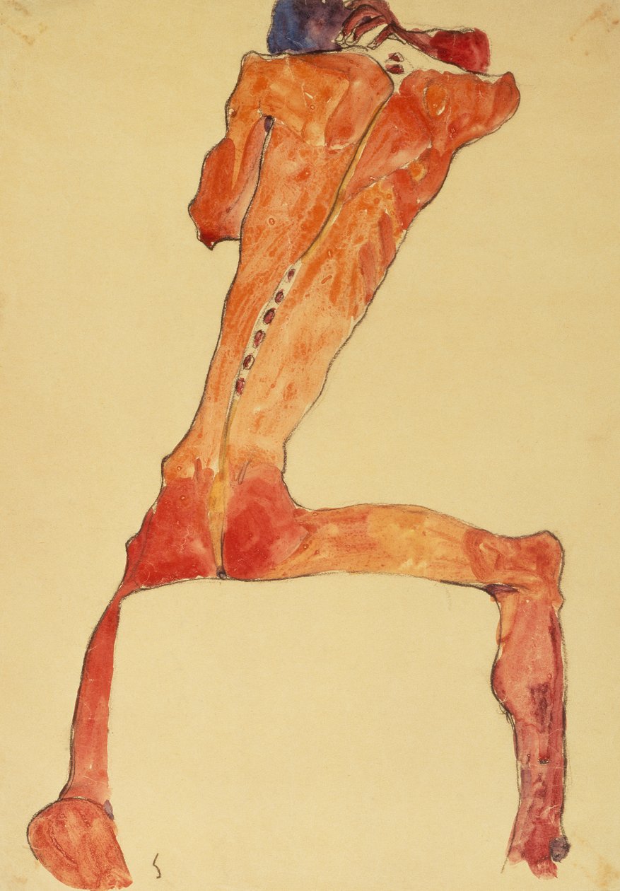 Mannerruckenhaut (ołówek i akwarela) autorstwa Egon Schiele