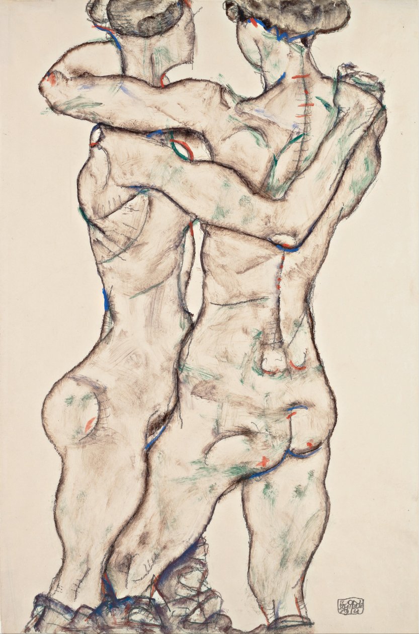 Nagie dziewczyny w objęciach, 1914 autorstwa Egon Schiele