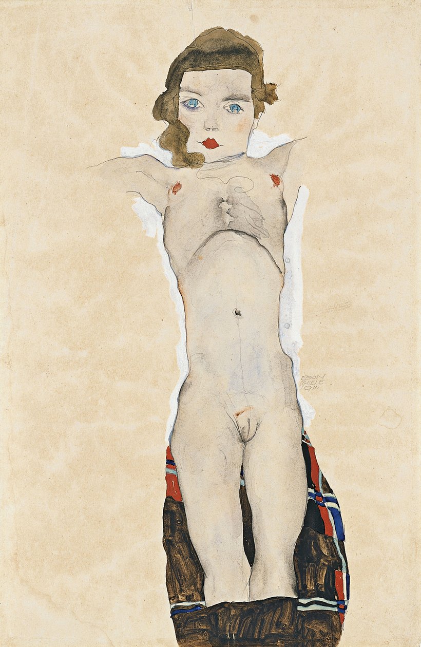 Naga dziewczyna z wyciągniętymi ramionami, 1911 autorstwa Egon Schiele