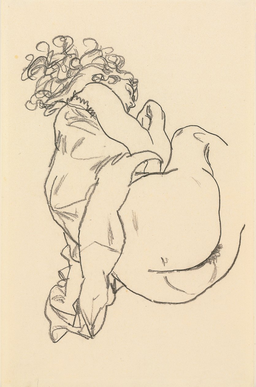 Nude w pozycji leżącej; Liegende, 1917 autorstwa Egon Schiele
