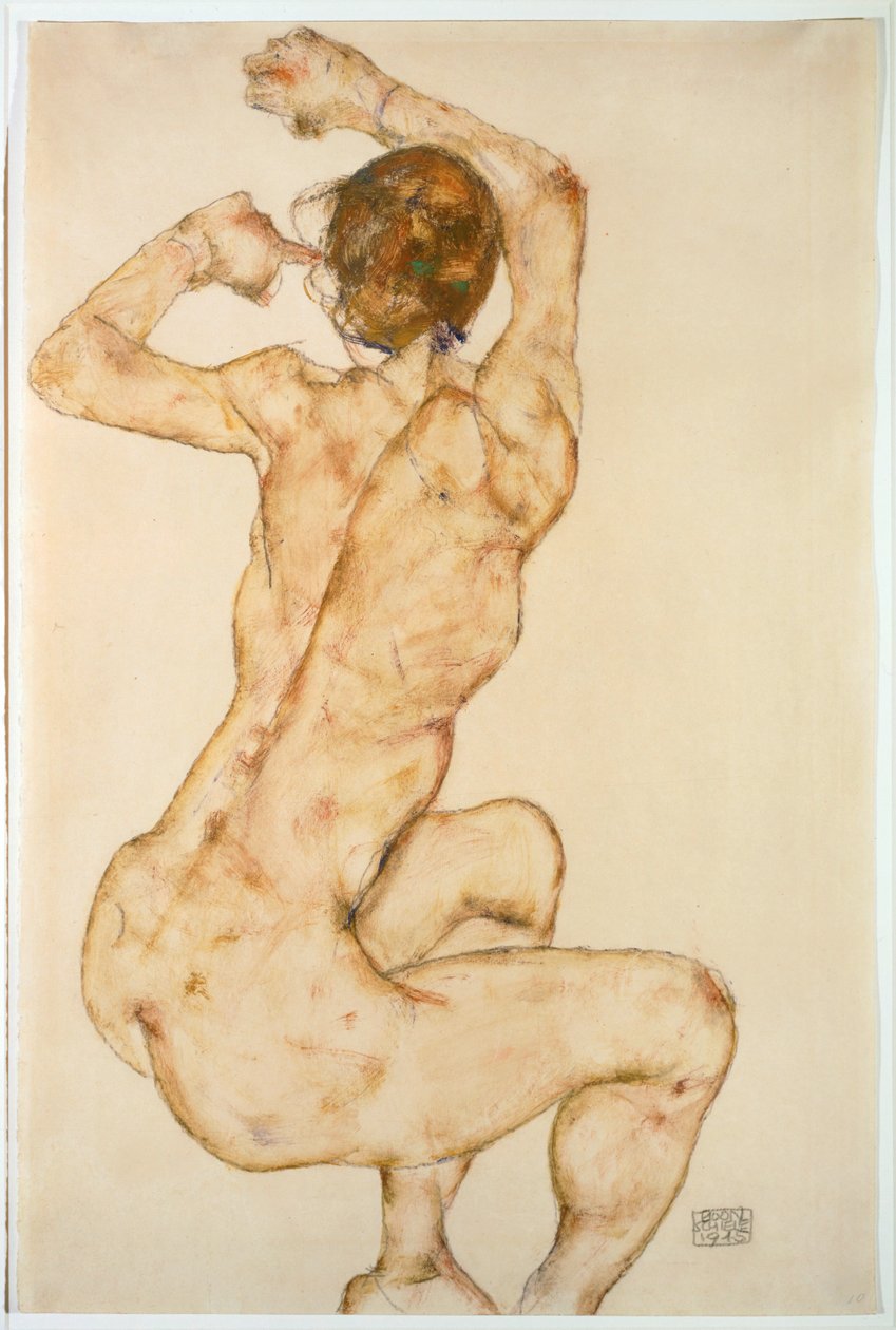 Akt z uniesionymi ramionami ... (gwasz i ołówek) autorstwa Egon Schiele