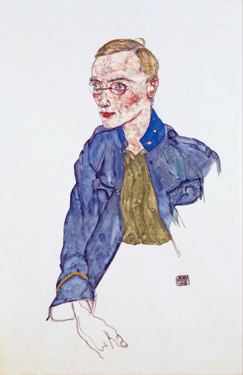 Roczny wolontariusz Lance-Corporal - Schiele, Egon (1890-1918) - 1916 - Ołówek, gwasz na papierze - 48x31,3 - Leopold Museum, Wiedeń autorstwa Egon Schiele